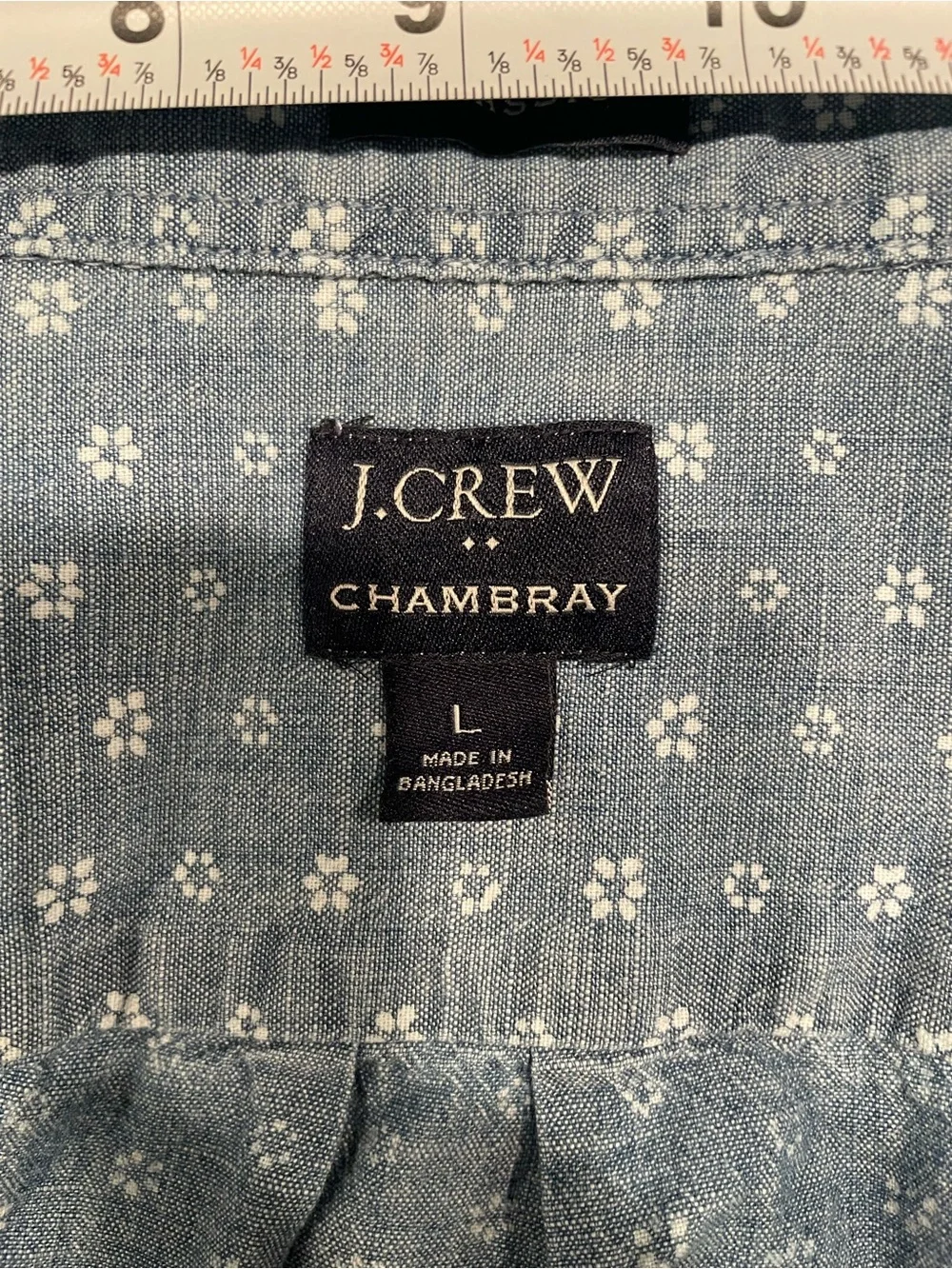 J. Crew Men’s Light Blue Button-Down Shirt with White Micro Print